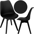 Krzesło Verde do jadalni, kuchni krzesło skandynawskie z poduszką tapicerowaną czarne