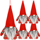 Skrzaty świąteczne 21 cm 5 szt. zawieszki choinkowe krasnale gnomy w kratkę
