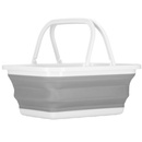 Kosz na pranie silikonowy 15 L składany miska z rączkami szaro-biała