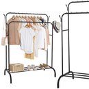 Stojak na ubrania metalowy 146x110x55 cm podwójny wieszak podłogowy loft czarny