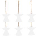 Ozdoba choinkowa drewniana 7cm aniołki świąteczna zawieszka zestaw 6 szt.