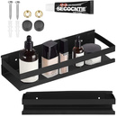 Półka łazienkowa wisząca pod prysznic 30x10 cm stal nierdzewna loft czarna