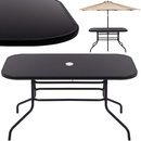 Stół ogrodowy metalowy 140x80 cm na taras balkon, ze szklanym blatem czarny