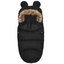 Śpiworek do wózka 4w1, śpiwór z futerkiem do sanek, gondoli 96 cm czarny