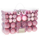 Bombki choinkowe 100 szt. ozdoby świąteczne zestaw 6/4/3 cm różowe
