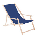 Leżak drewniany z podłokietnikami ogrodowy, plażowy granatowy