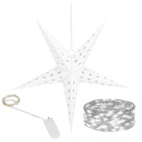 Gwiazda papierowa świąteczna biała i lampki choinkowe 10 led zimny biały