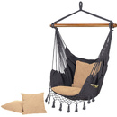 Hamak brazylijski z zestawem montażowym 130x100cm fotel wiszący szary 