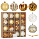 Bombki choinkowe 16 szt. złoto-białe zestaw choinkowy