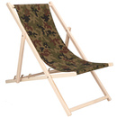 Leżak plażowy składany, drewniany z materiałem moro