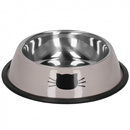 Miska metalowa dla kota antypoślizgowa na gumie beżowa