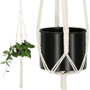 Kwietnik wiszący ze sznurka 100 cm uchwyt makrama, boho na kwiaty biały