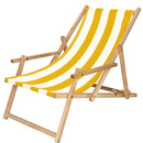 Leżak ogrodowy składany impregnowany z podłokietnikami żółto-biały