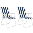 Krzesła składane turystyczne 2 szt. na plażę i do ogrodu niebieskie pasy