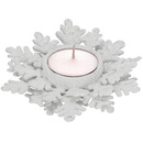 Świecznik świąteczny ozdobna śnieżynka brokatowa srebrna dekoracja na stół