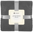 Narzuta na łóżko, pled 160x200 cm dwustronny, tłoczony koc na kanapę grafitowy zygzak