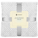 Narzuta na łóżko, pled 200x220 cm dwustronny, tłoczony koc na kanapę jasny popiel