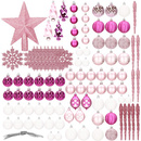 Bombki choinkowe 101 szt. różowe zestaw choinkowy ozdoby świąteczne