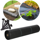 Agrowłóknina antychwastowa agrotkanina 90g czarna mata 0,8x100 m gruba + kotwy mocujące 50 szt. kołki