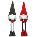 Para skrzatów krasnale świąteczne na teleskopowych nóżkach 2 szt. gnom szary, czerwony