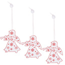 Ozdoba choinkowa 6,5cm drewniana, świąteczna zawieszka aniołek 3 szt. biały