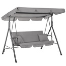 Huśtawka ogrodowa z daszkiem LUNA 3-osobowa szara