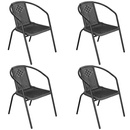 Krzesła ogrodowe 4 szt. metalowe, plecione krzesło na balkon szare zestaw