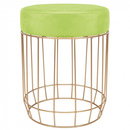 Pufa tapicerowana loft, taboret velur 45 cm podnóżek zielony