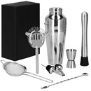 Zestaw barmański 8 elementów do drinków shaker francuski stal nierdzewna srebrny