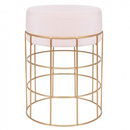 Pufa tapicerowana loft, taboret velur, podnóżek różowy