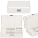 Szkatułka na biżuterię 21x11x6 cm perłowy kuferek z przegródkami ekoskóra