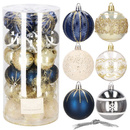 Bombki choinkowe 6 cm 30 szt. granatowy, złoty zestaw świąteczny