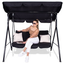 Huśtawka ogrodowa z daszkiem LUNA 3-osobowa czarna