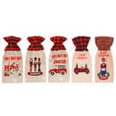 Pokrowiec na butelkę, świąteczne etui na wino beżowo-czerwone