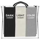 Kosz na pranie z trzema przegrodami 146 L pojemnik składany czarny/beżowy/szary