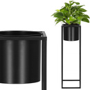 Stojak na kwiaty 76 cm z doniczką nowoczesny kwietnik loft czarny mat