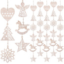 Ozdoby choinkowe 7cm drewniane, świąteczne zawieszki zestaw 36 szt.