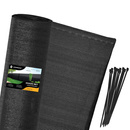 Siatka cieniująca 90% 1,5x25m siatka osłonowa czarna plus opaski zaciskowe 100 szt.