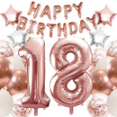 Balony na 18 urodziny zestaw 53 szt. osiemnastka napis happy birthday rosegold