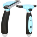 Szczotka do wyczesywania sierści psa, kota samoczyszcząca ostrze 10 cm niebiesko-czarna