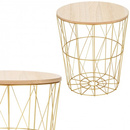 Stolik kawowy loft, kosz metalowy industrialny 35 cm złoty