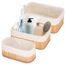 Pudełka bambusowe na bizuterie, kosmetyki zestaw 3 organizerów bambusowych brazowo-ecru