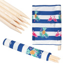 Parawan plażowy 12m flamingi, niebieskie pasy