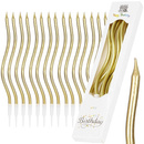 Świeczki na tort długie 18 szt. kręcone świeczki urodzinowe złote