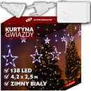 Kurtyna świetlna 138 Led gwiazdy lampki wewnętrzne światełka sople zimny biały