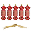 Bombki choinkowe 5 szt. ozdoby świąteczne zestaw cukierki 8cm czerwony