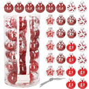 Bombki choinkowe 30 sztuk, 7 cm przezroczyste czerwone z wypełnieniem