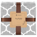 Koc narzuta na łóżko 200x220 cm jasnoszary wzór maroko