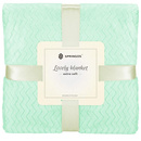 Koc narzuta na łóżko 200x220 cm jasnozielony w jodełkę