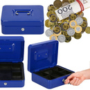 Kasetka na pieniądze metalowa 25x20x9 cm sejf niebieski